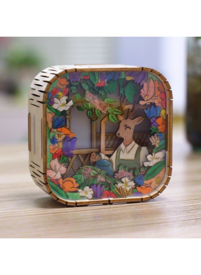 Cartoon Hot Diy Colored Night Light Creative Graffiti Wooden Three-dimensional Puzzle Assembled Toys-Color:L0106P-4 Raptor Home - Image 2